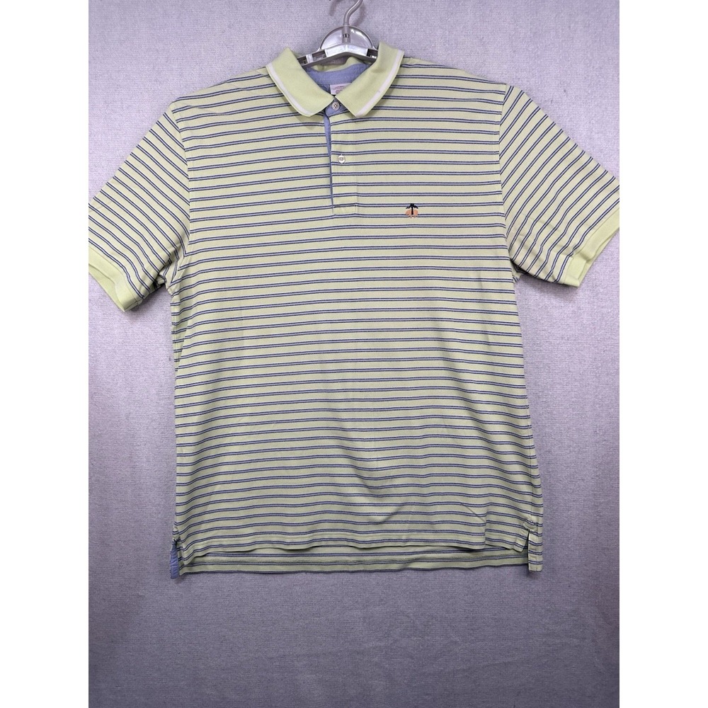 Brooks Brothers Performance Polo Men's XL Yellow Blue‎ Striped Original Fit
